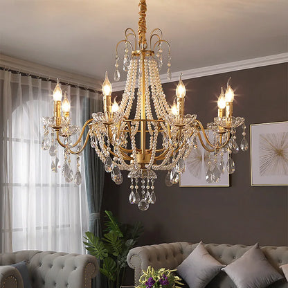 DecorBites™ French Pearl Chandelier, Elegant Retro Design for Luxurious Living Spaces