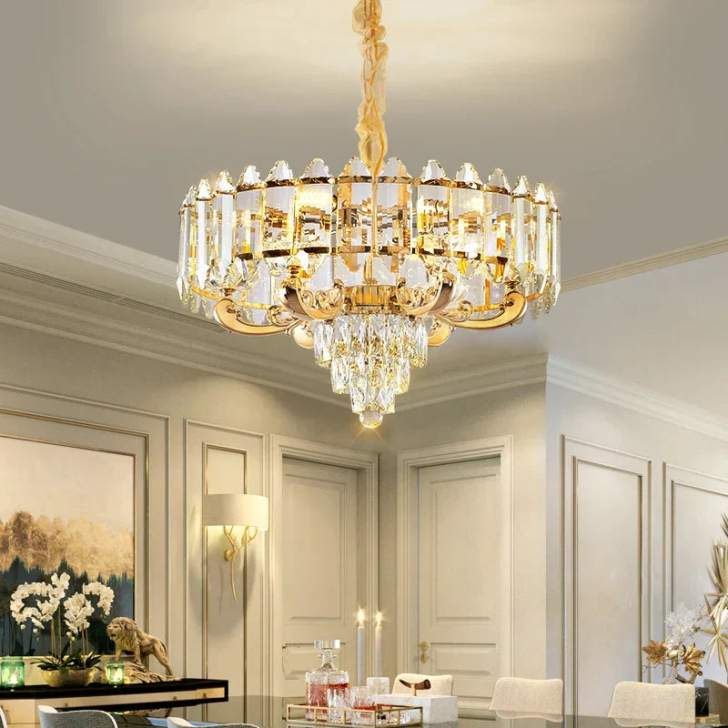 DecorBites™ Crystal Chandelier: American Luxury LED Pendant for Living Room, Dining Room, and Bedroom