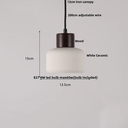 DecorBites™ Clear Glass LED Pendant Light Fixture Wood Hanging Lamp