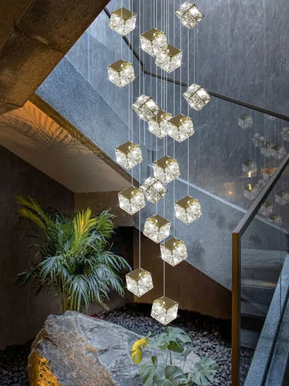 DecorBites™ Crystal Modern Chandelier for Living Room Luxury Loft LED Lighting Staircase Chandelier