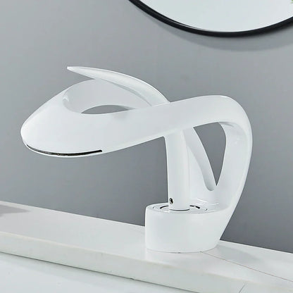 DecorBites™ Black Basin Faucet Grey Waterfall Mixer Tap Hot Cold Modern Brass Deck Mount