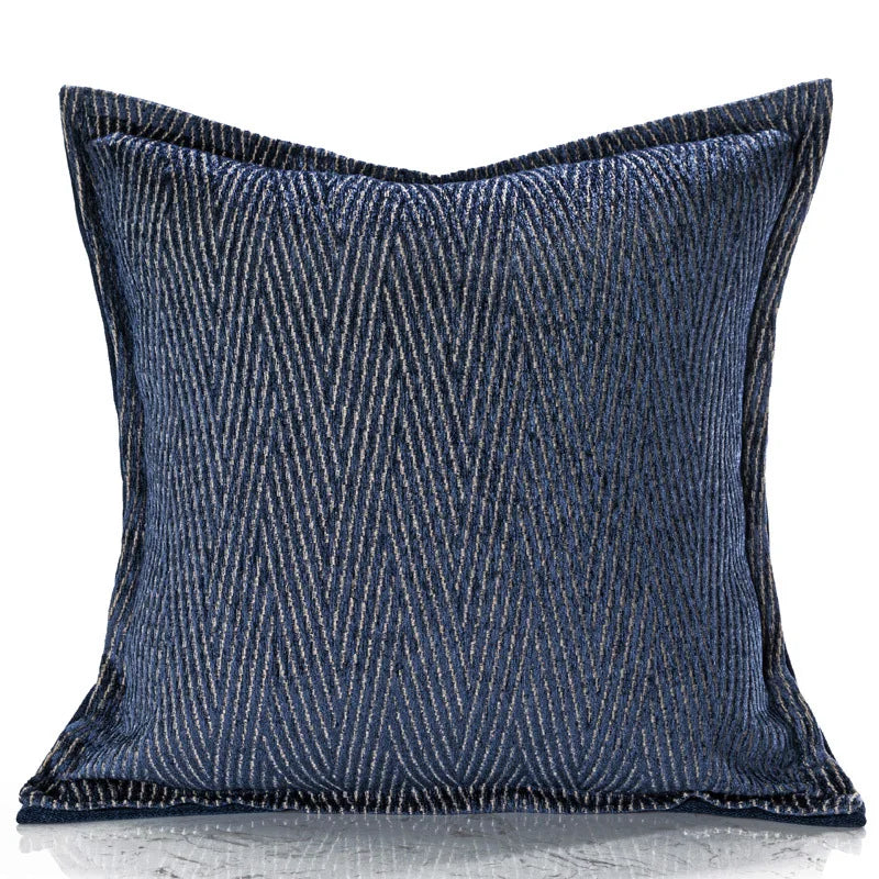 DecorBites™ Blue Geometry Jacquard Pillow Cover 45x45cm Sofa Decoration