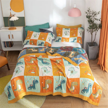 DecorBites™ Cotton Gauze Towel Blanket - Double Sided Yarn-Dyed Jacquard for Adult and Children