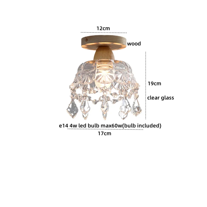 DecorBites™ Crystal Wood LED Ceiling Lamp Clear Glass Modern Indoor Lighting