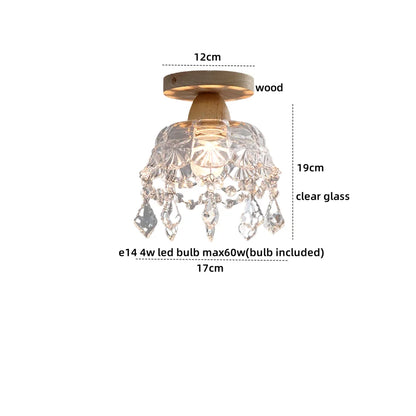DecorBites™ Crystal Wood LED Ceiling Lamp Clear Glass Modern Indoor Lighting