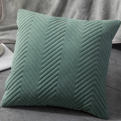 DecorBites™ Blue Wave Crimping Quilted Cushion Cover for Home Sofa Bed Decor