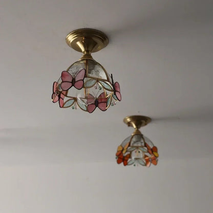 DecorBites™ Butterfly Glass LED Ceiling Light - Copper Socket, Creative Bedroom Decor