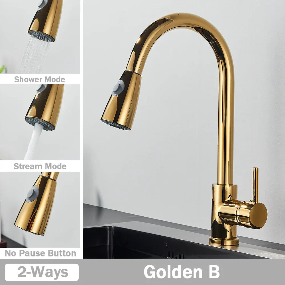 DecorBites™ Brushed Nickel Pull Out Kitchen Faucet with Flexible Stream Sprayer Head
