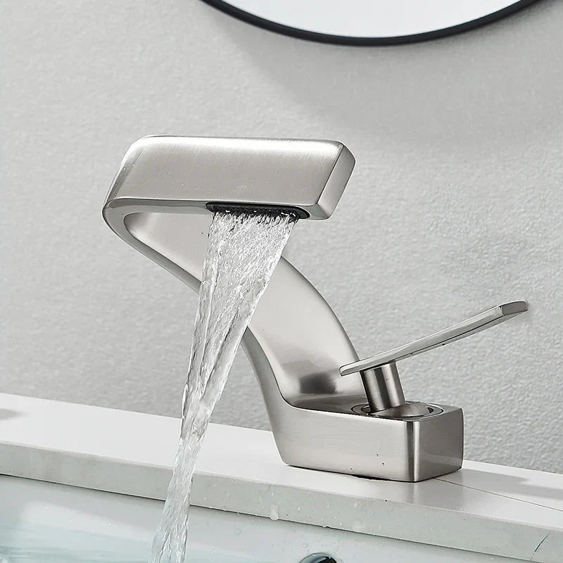 DecorBites™ Black Waterfall Bathroom Basin Faucet Cold Hot Mixer Deck-mounted Simple Design