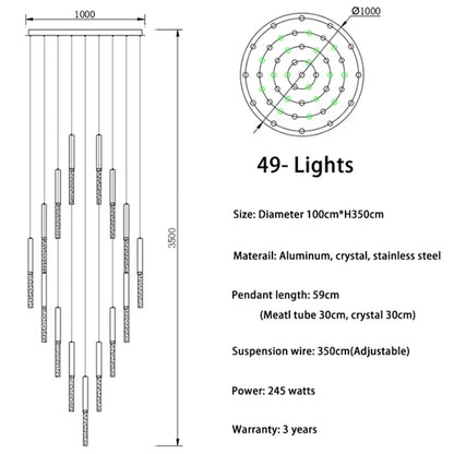 DecorBites™ Crystal LED Chandelier for Staircase & Living Room