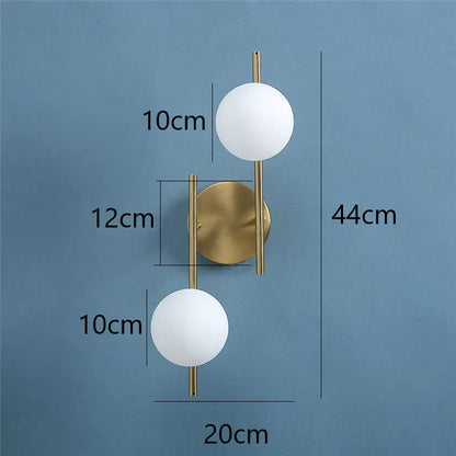DecorBites™ Golden LED Wall Lights with Milky Glass Ball Design