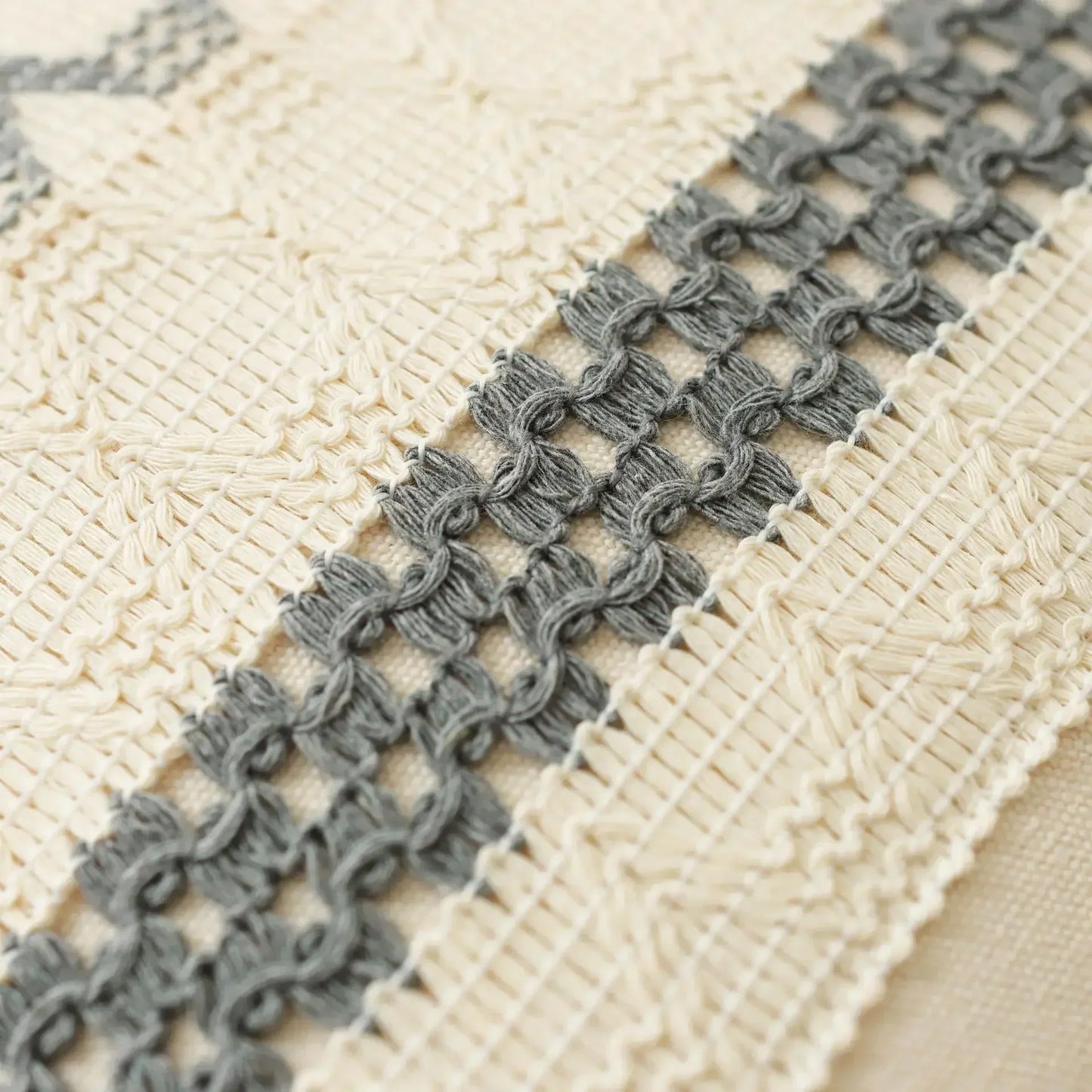 DecorBites™ Bohemian Tassel Cushion Cover: Handmade Geometric Crochet Pillowcases