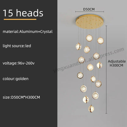 DecorBites™ Crystal Ball LED Rotating Stair Chandelier - Nordic Luxury Loft Bubble Design