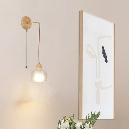 DecorBites™ Clear Glass LED Wall Light with Pull Chain Switch