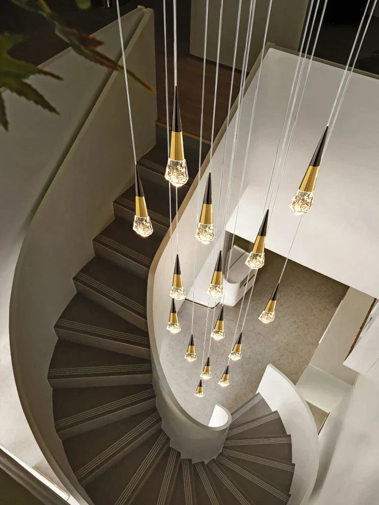 DecorBites™ Crystal Chandelier LED Staircase Lamp for Elegant Living Room, Kitchen, and Restaurant