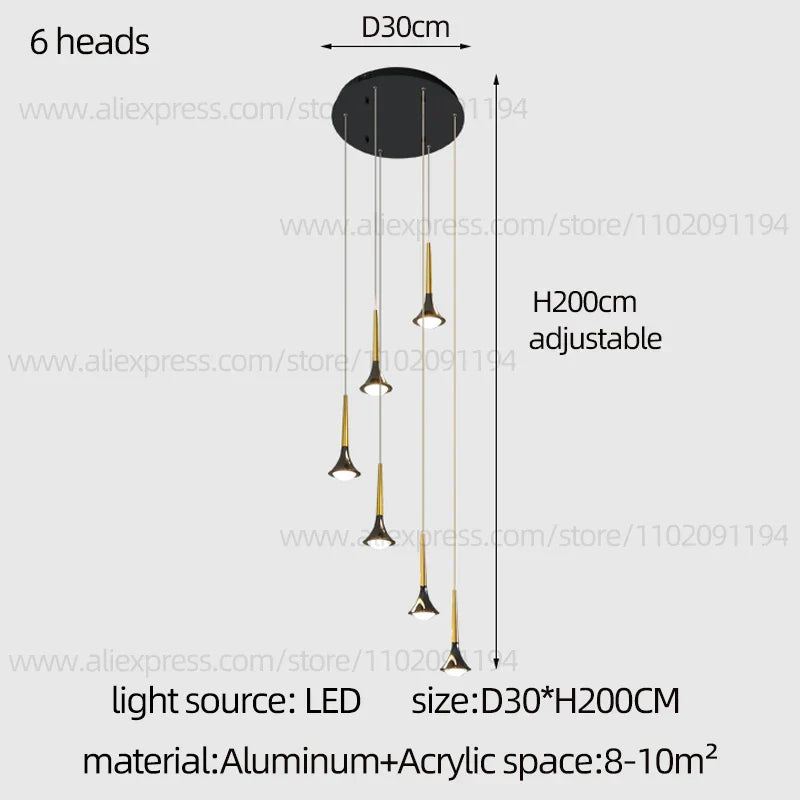 DecorBites™ Contemporary Horn Chandelier: Restaurant & Living Room Ceiling Pendant Lighting