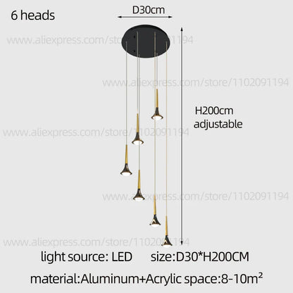 DecorBites™ Contemporary Horn Chandelier: Restaurant & Living Room Ceiling Pendant Lighting