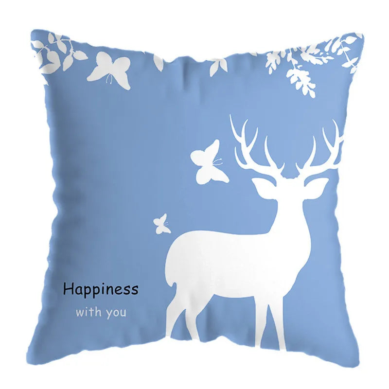 DecorBites™ Geometric Deer Print Pillowcase 45x45cm - Yellow Home Decor