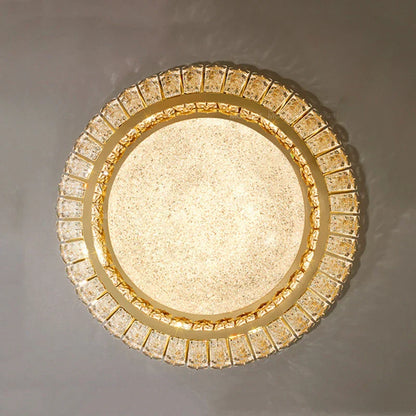 DecorBites™ Gold Crystal Ceiling Light: Nordic Modern Round Lighting Fixture for Bedroom and Restaurant