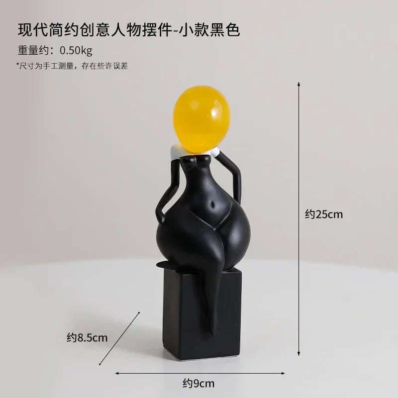 DecorBites™ Abstract Art Female Body Decor Figurines Black White Resin Home Decor