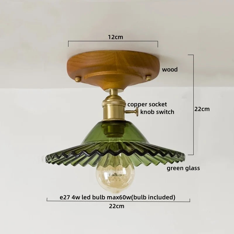 DecorBites™ LED Glass Wood Ceiling Light Modern Plafondlamp for Living Room