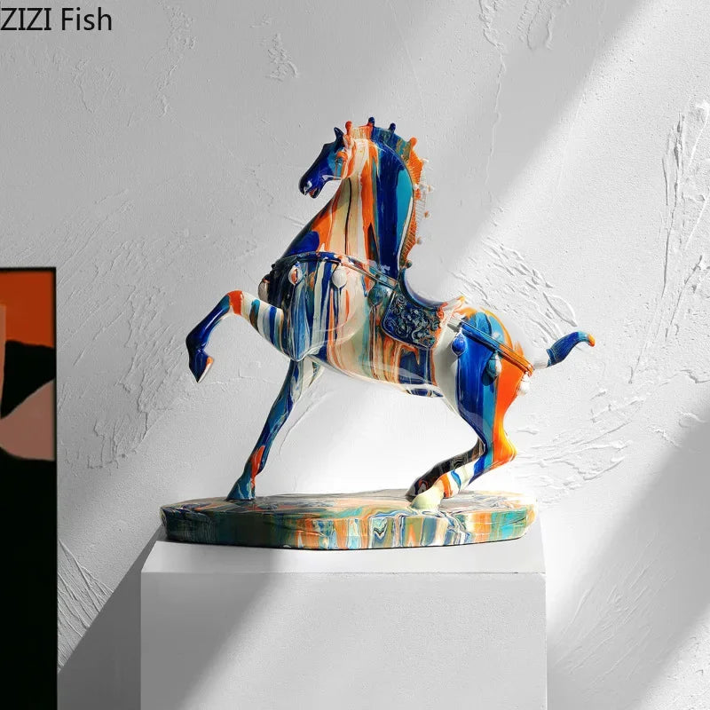 DecorBites™ Animal Resin Statue Collection: Abstract Horse Cow French Bullfighting Dog Sculpture
