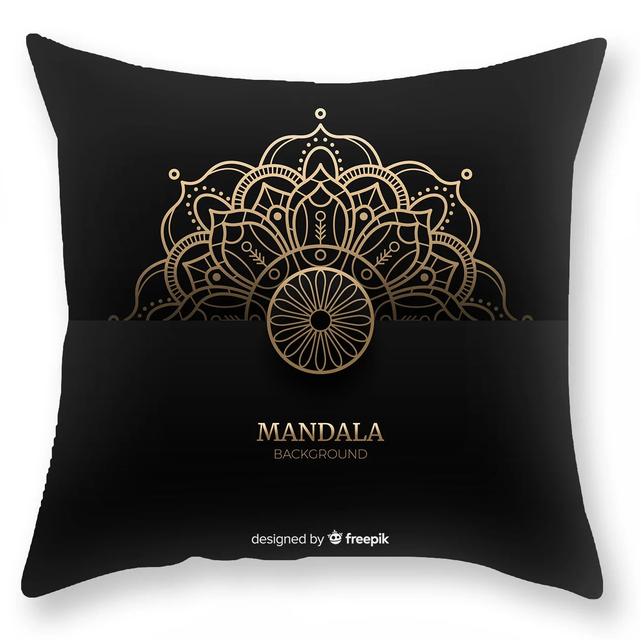 DecorBites™ Black Gold Mandala Luxury Printed Pillowcase §