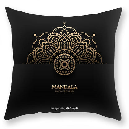 DecorBites™ Black Gold Mandala Luxury Printed Pillowcase §