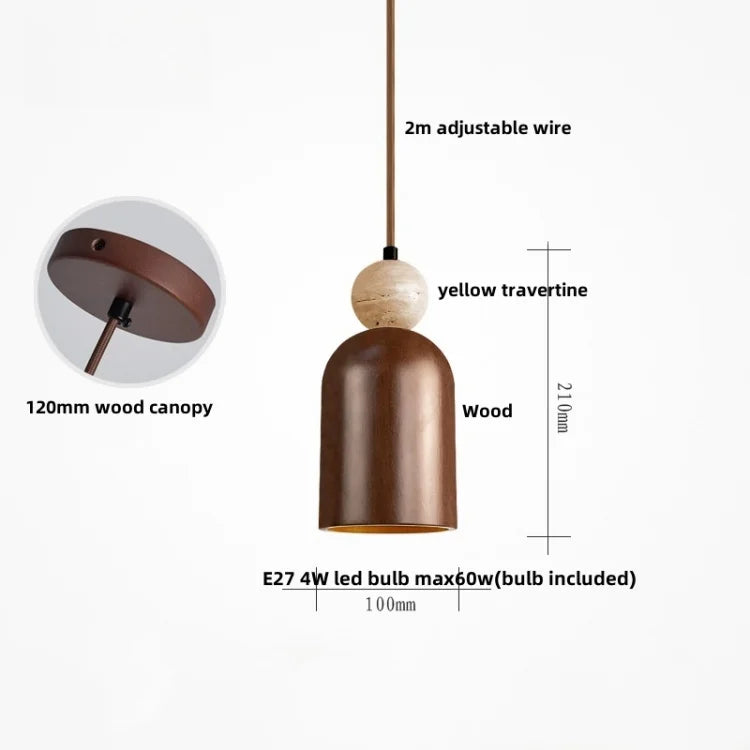 DecorBites™ Black Iron LED Pendant Lights Stone Wabi Sabi Hanging Lamp Hallway Decor