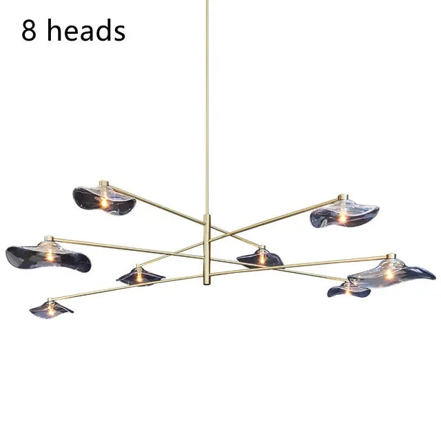 DecorBites™ Lotus Leaf Glass Iron Chandelier for Bedroom Living Room Hall Lighting