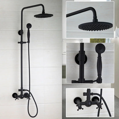 DecorBites™ 8" Black Rain Shower Head Set with Hand Spray and Mixer Faucet