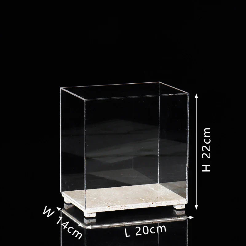 Acrylic Display Case on Travertine Base by DecorBites™ for Collectibles, Figurines, Desserts