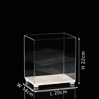 Acrylic Display Case on Travertine Base by DecorBites™ for Collectibles, Figurines, Desserts