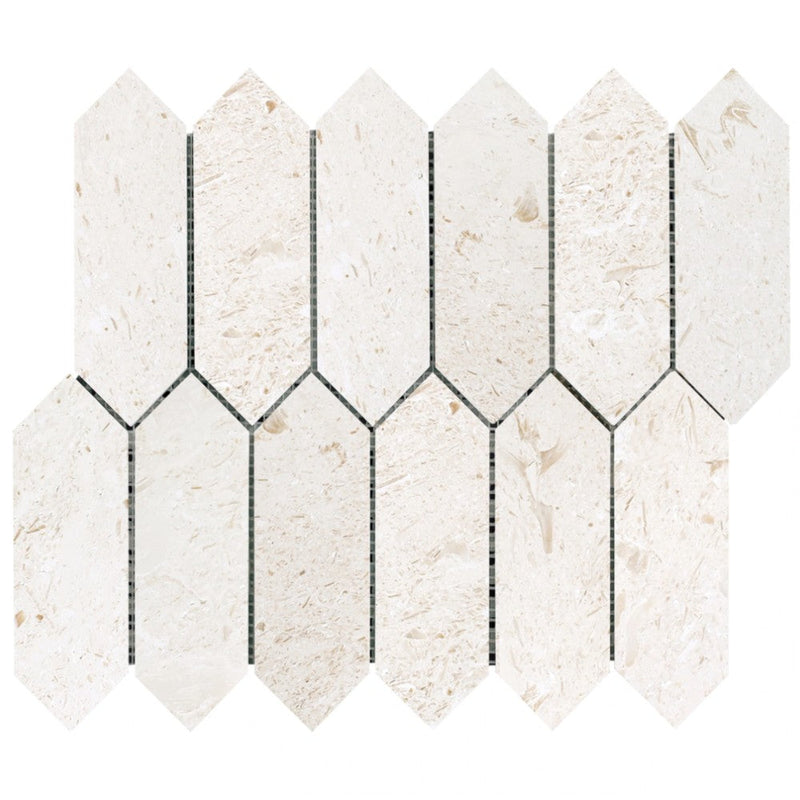 Shell Stone Limestone Strada Design on 12" x 12" Mesh Mosaic Tile