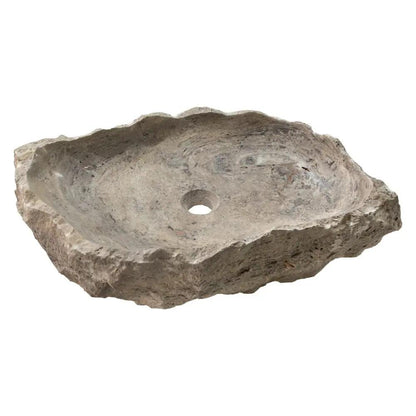 Hand Chiseled Travertine Vessel Sink 16x26 Gray For Bathroom