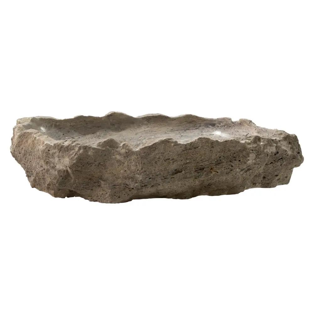 Hand Chiseled Travertine Vessel Sink 16x26 Gray For Bathroom
