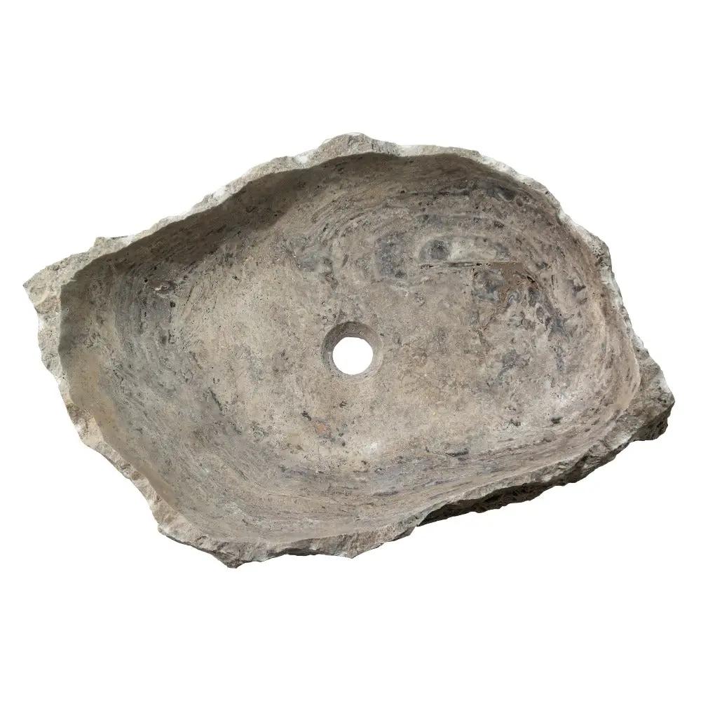 Hand Chiseled Travertine Vessel Sink 16x26 Gray For Bathroom