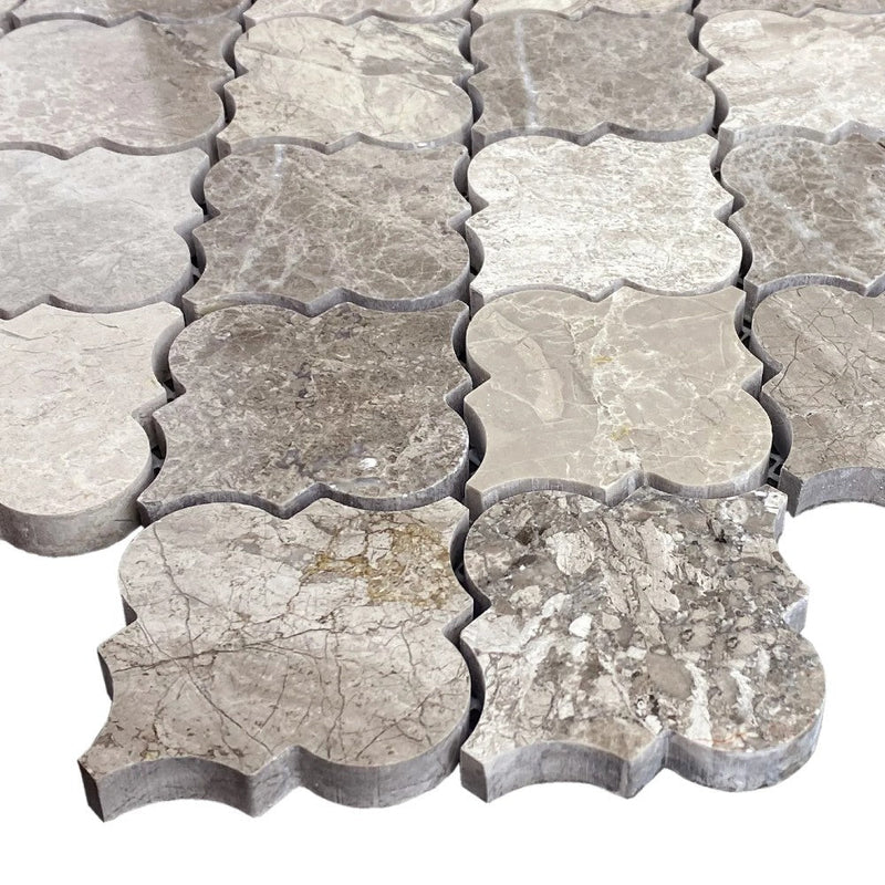 Silver Shadow Marble Casablanca on 12" x 12" Mesh Mosaic Tile