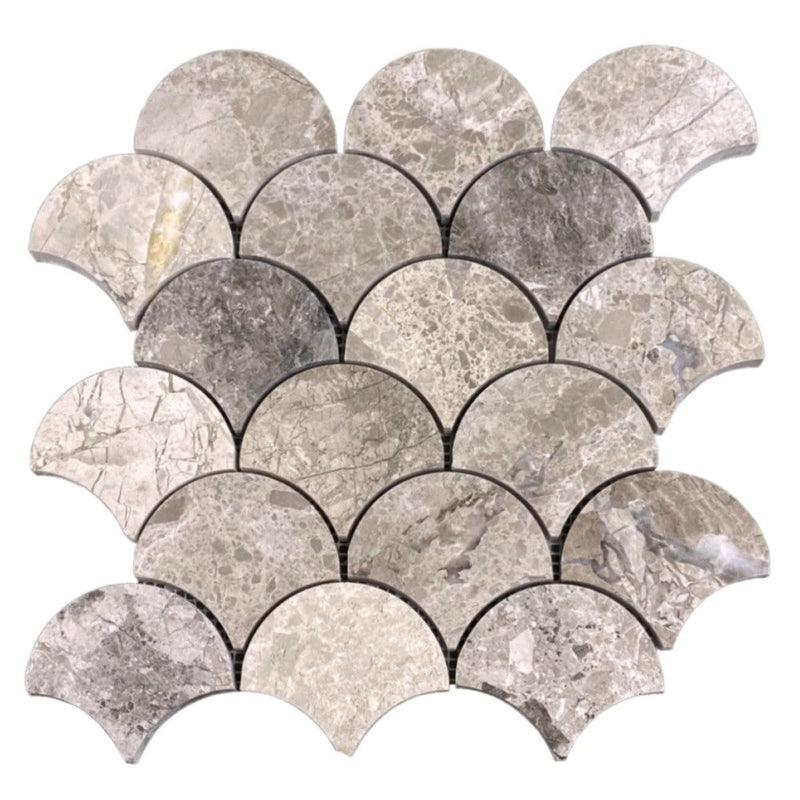 Silver Shadow Marble Laguna on 12" x 12" Mesh Mosaic Tile