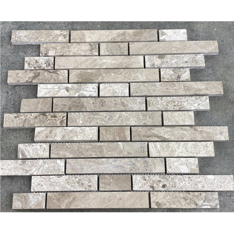 Silver Shadow Marble Liner on 12" x 12" Mesh Mosaic Tile