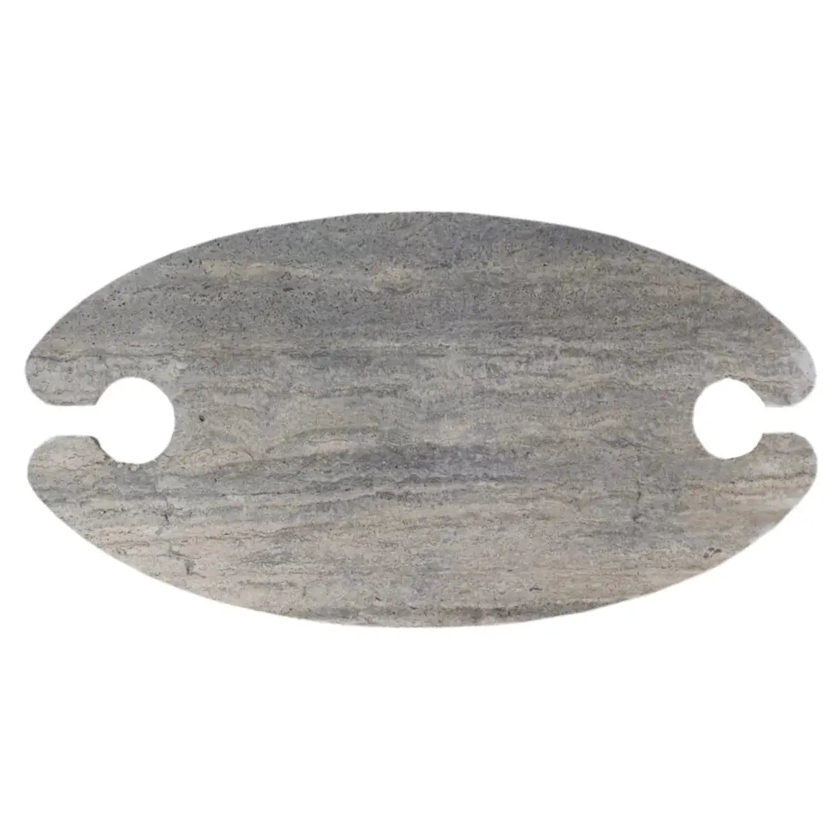 Silver Travertine Vein-Cut Coffee Table with Conic Legs Honed
