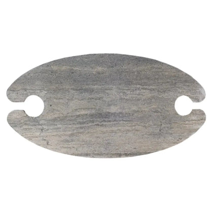 Silver Travertine Vein-Cut Coffee Table with Conic Legs Honed
