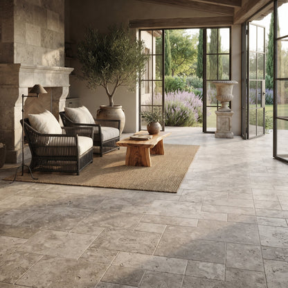 Silver Tumbled Travertine Pavers 8x16