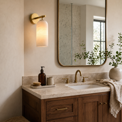 Alabaster Cylinder Wall Sconce