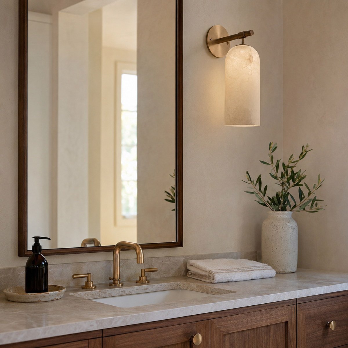 Alabaster Cylinder Wall Sconce