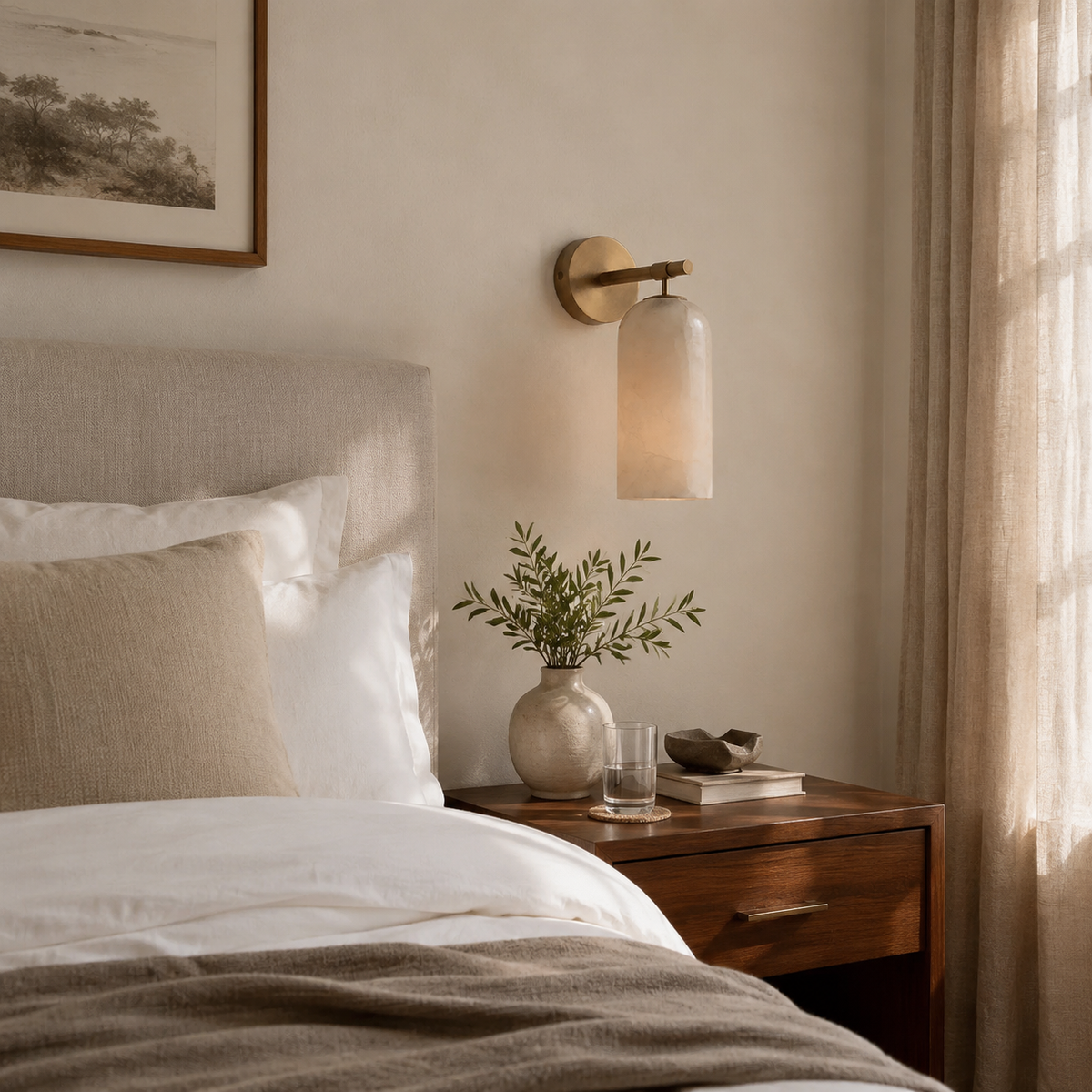 Alabaster Cylinder Wall Sconce