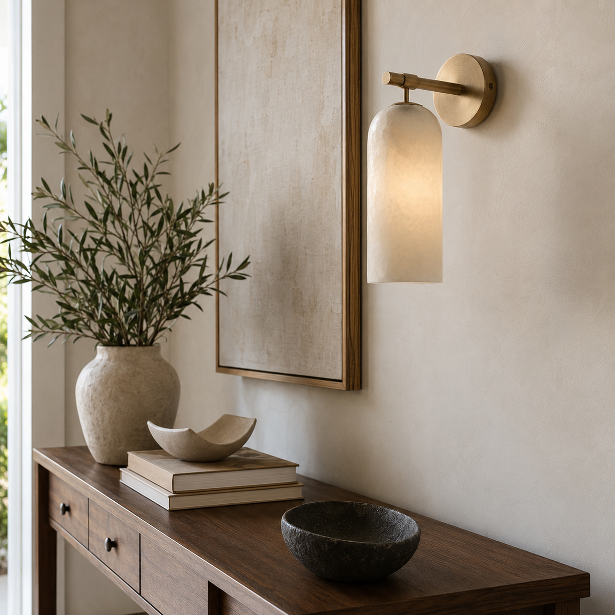 Alabaster Cylinder Wall Sconce