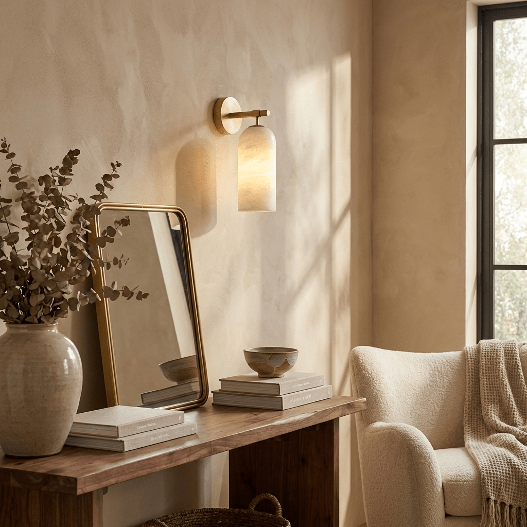 Alabaster Cylinder Wall Sconce