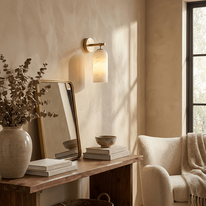 Alabaster Cylinder Wall Sconce