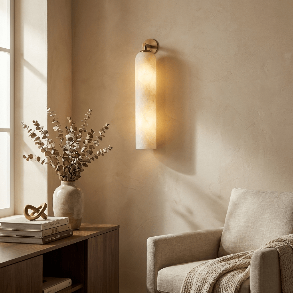 Alabaster Tube Cylinder Wall Sconce